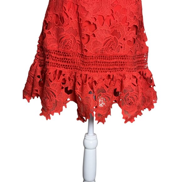 NEW BEULAH STYLE Size M Womens Red Lace Mini Dress Boho Peasant Beach Summer - Picture 8 of 16